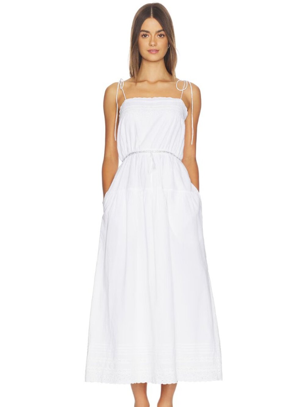 Petra White Embroidered Cotton Dress